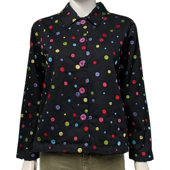 Studio Works Black Polka Dot Long Sleeve, PM - Picture 3 of 7